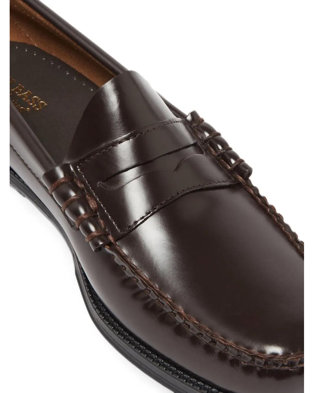 G.H.BASS White Mocassins Larson Flag En Cuir for men
