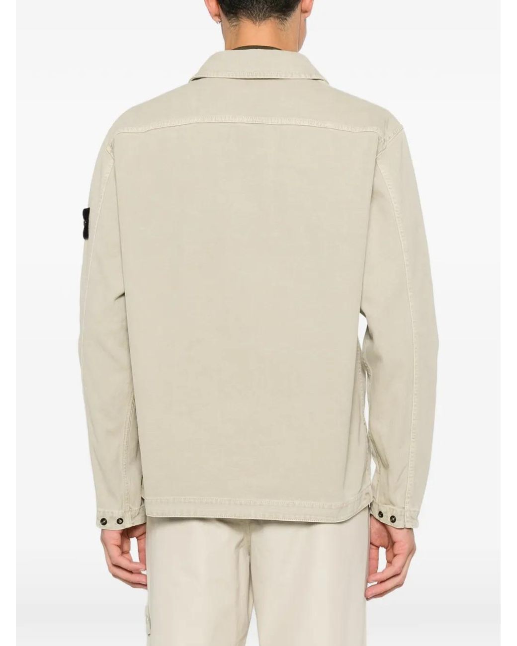 Stone Island Natural 1200012 Organic Panama Cotton Old Effect Overshirt for men