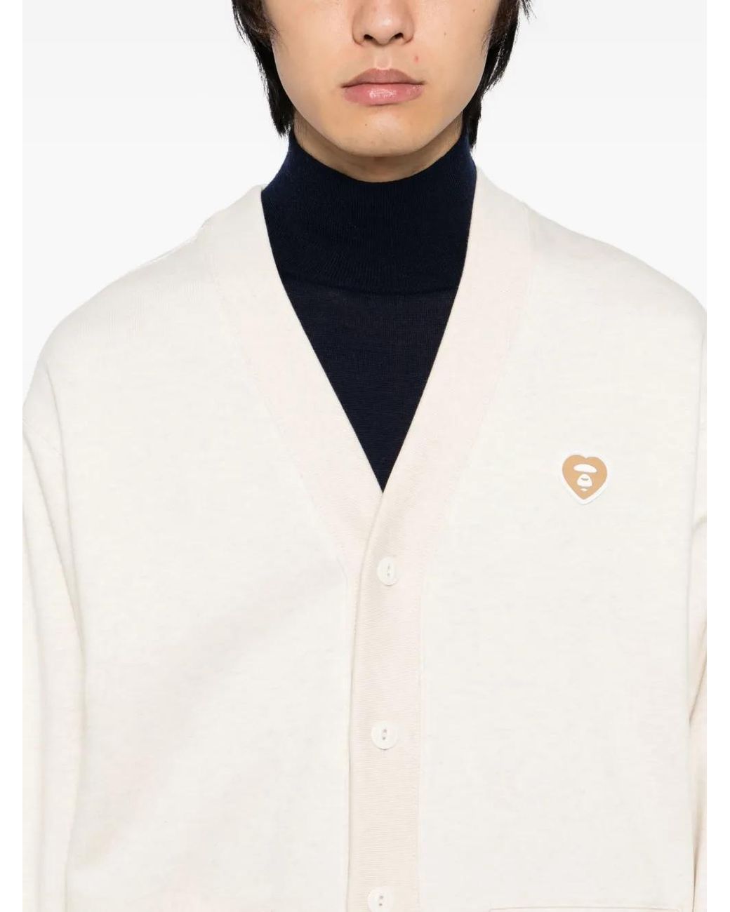 Aape By A Bathing Ape White Logo-Appliqué Button-Up Sweatshirt for men