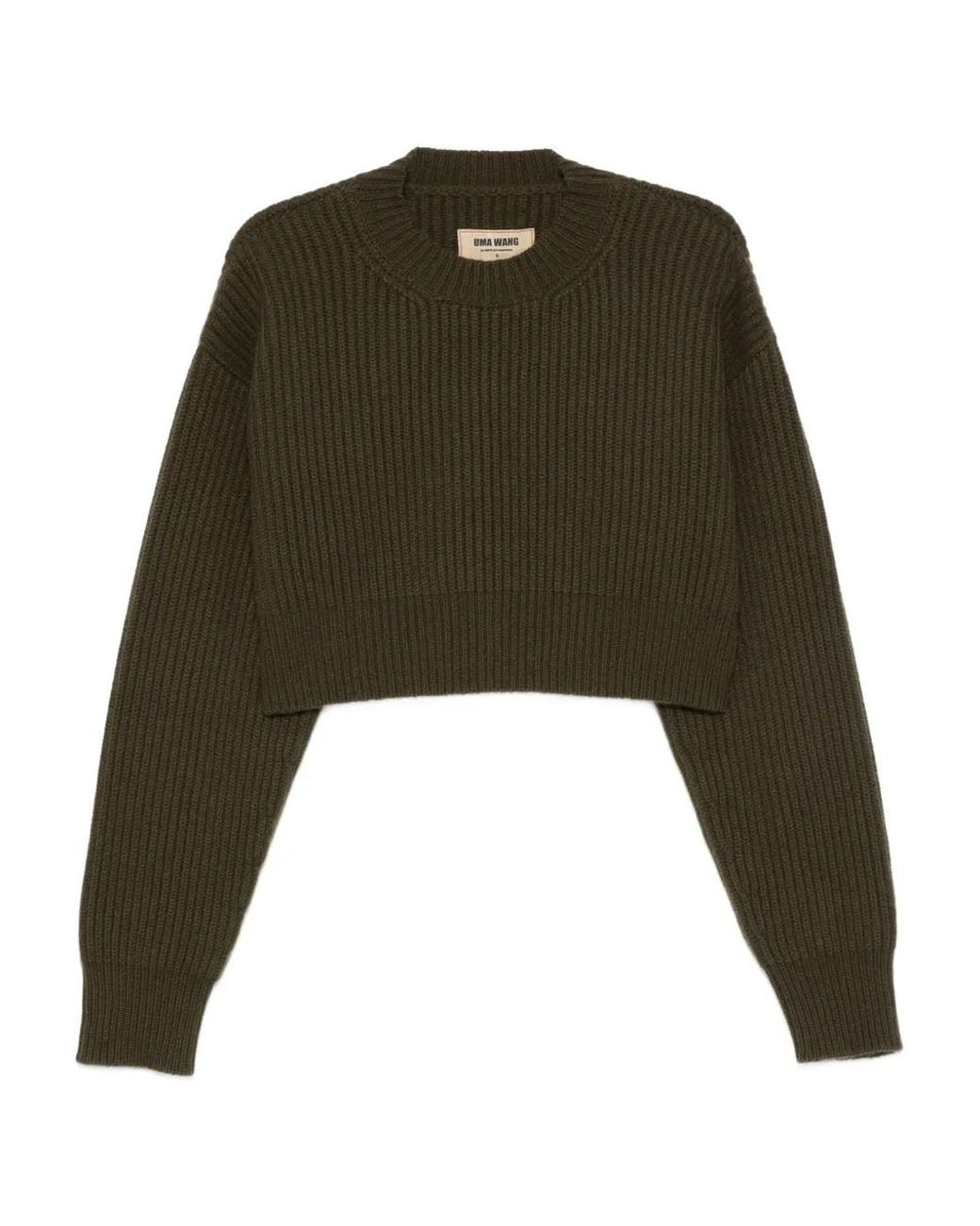 Uma Wang Geribbelde Cropped Trui in het Green