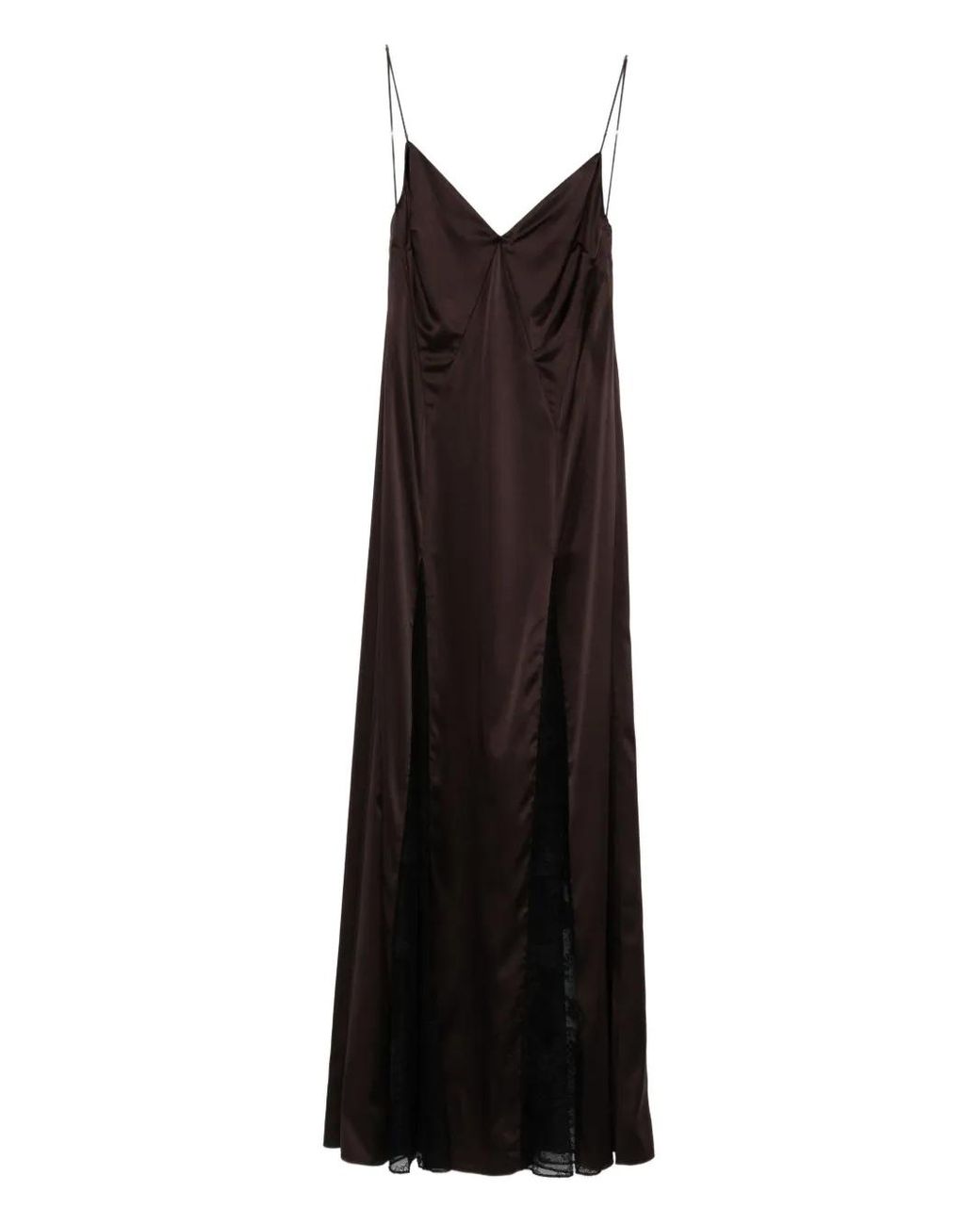 Staud Brown Trinity Lace-Insert Maxi Dress