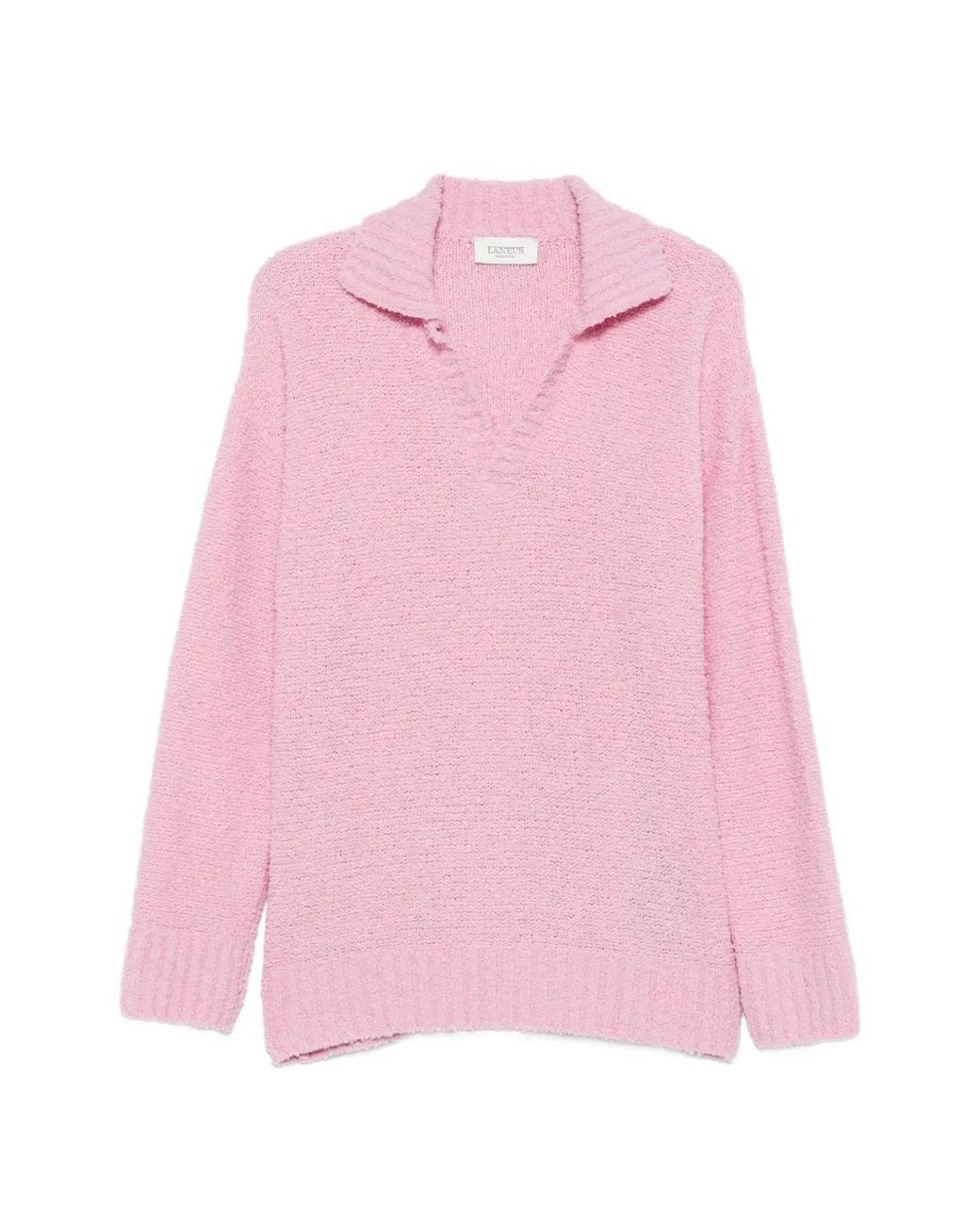Laneus Pink Bouclé Long-Sleeve Polo Shirt for men