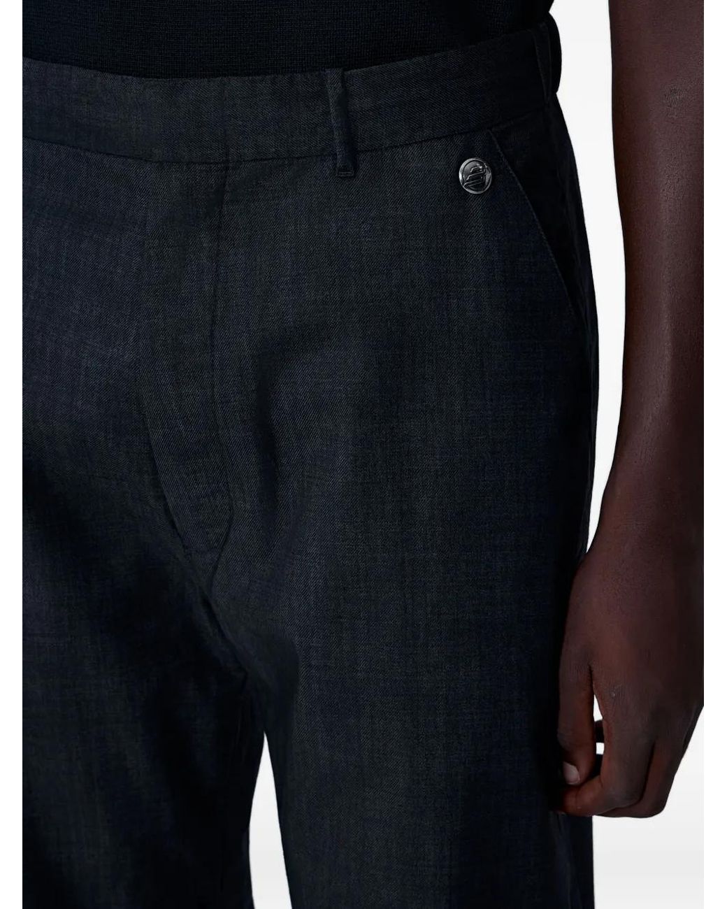 Massimo Osti Studio Blue Mid-Rise Wool Pleated Trousers for men