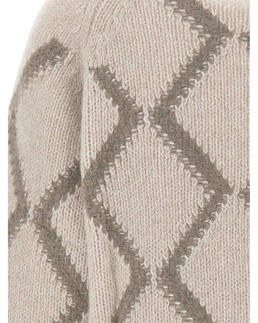 Hemisphere White Argyle Cable-Knit Sweater