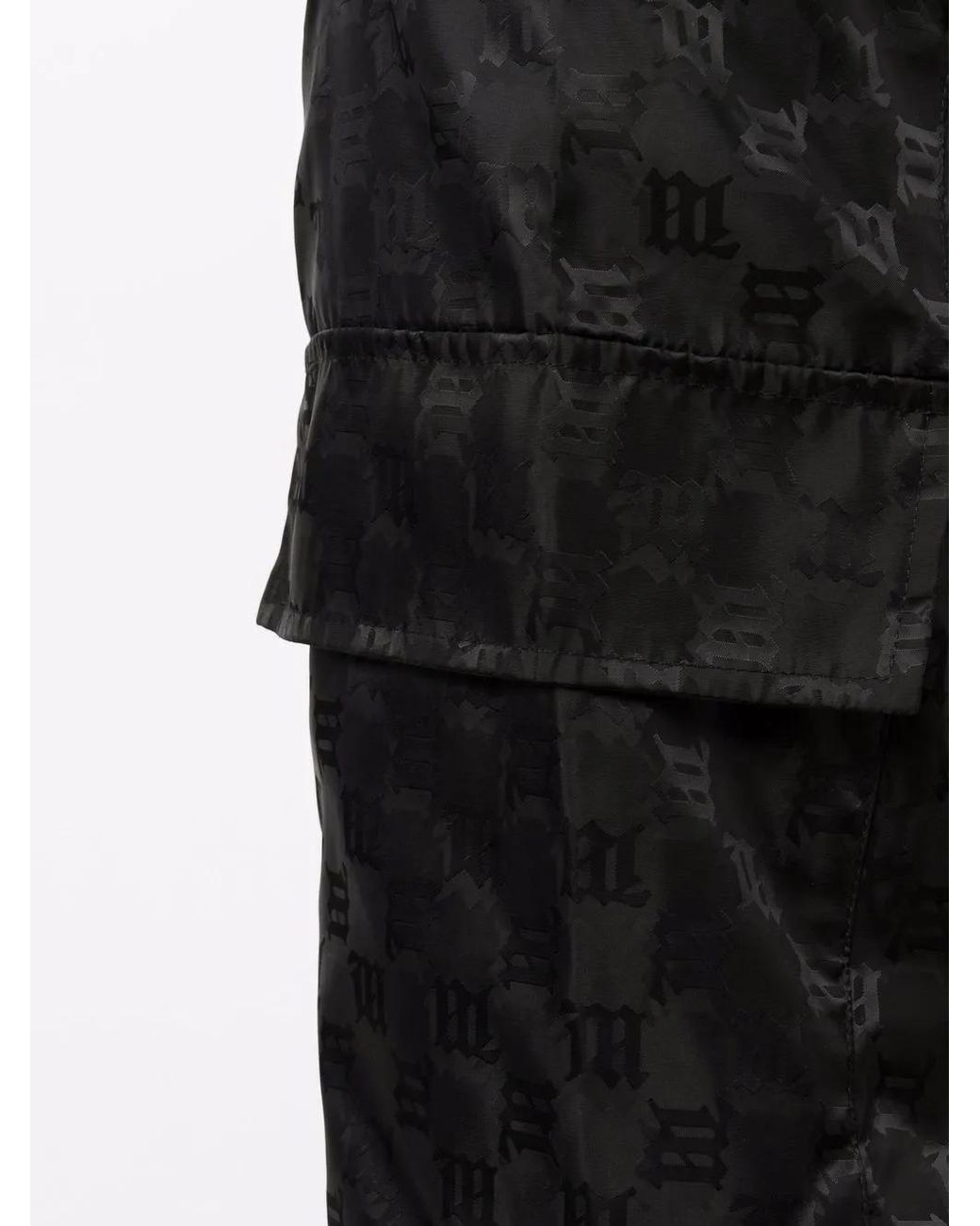 M I S B H V Black Monogram-Print Trousers for men