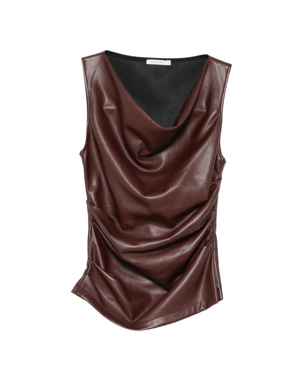 Patrizia Pepe Brown Draped Coated Top