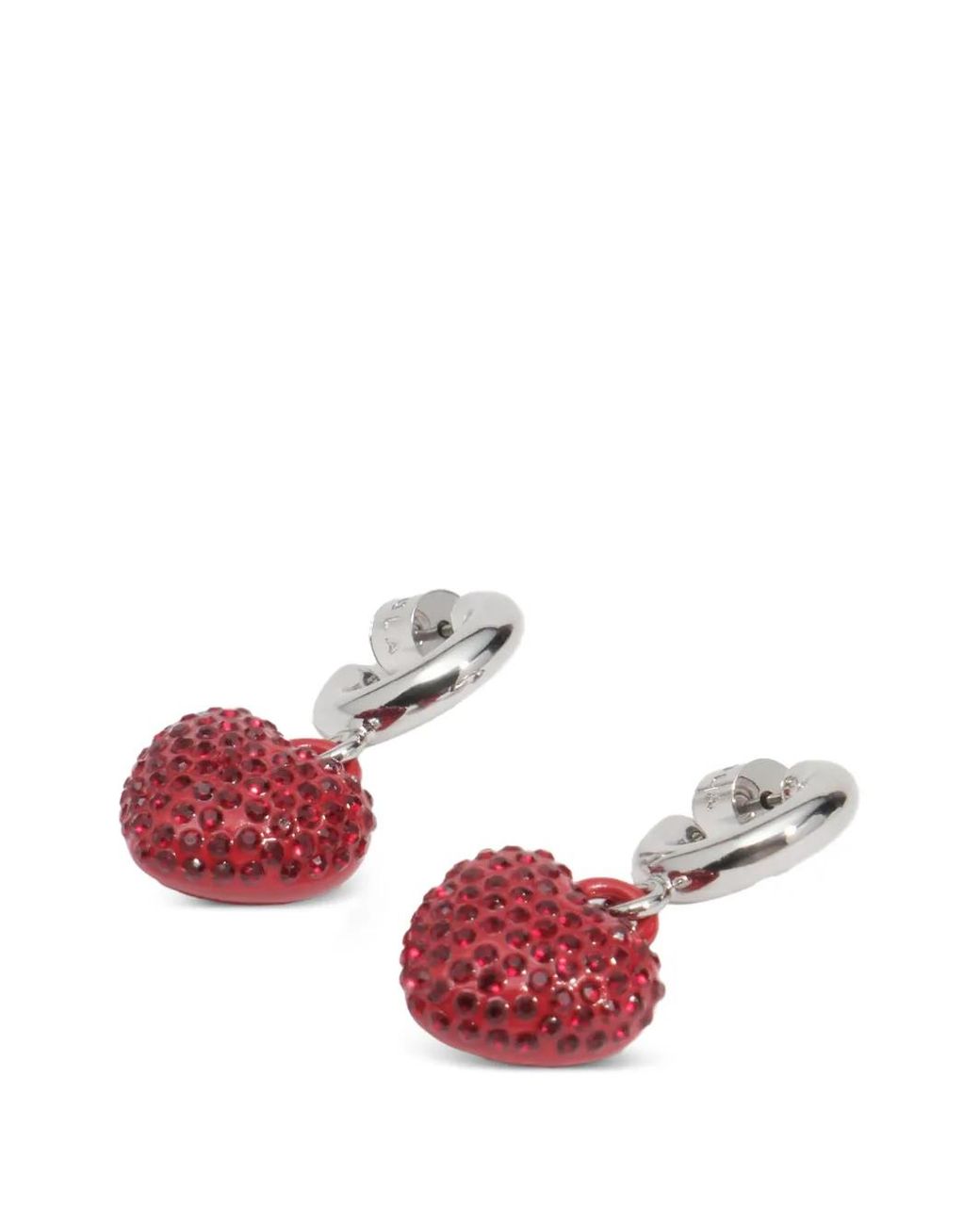 Bimba Y Lola Red Hoop Earrings With Crystals Heart