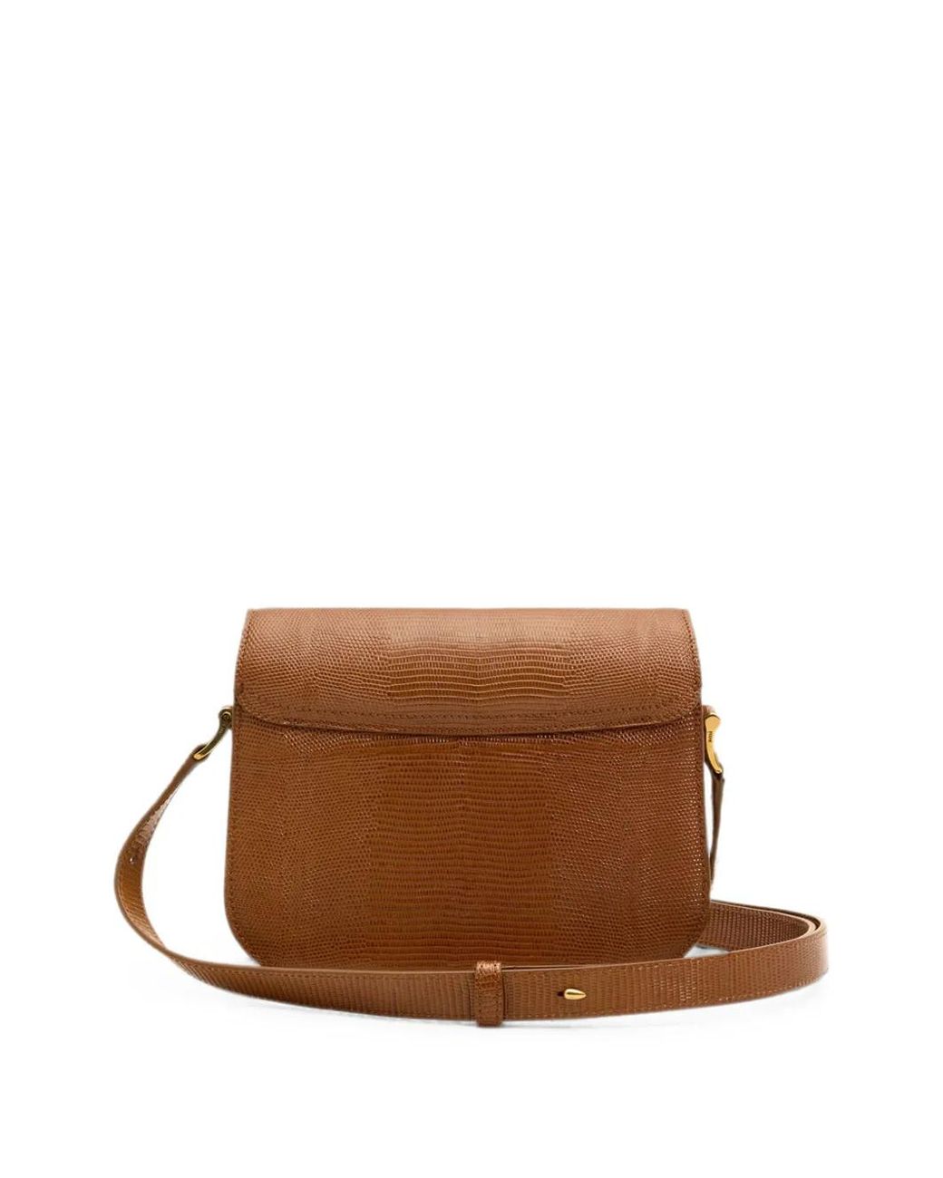 AMI Brown Lizard Embossed Cowhide Leather Paris Paris Bag