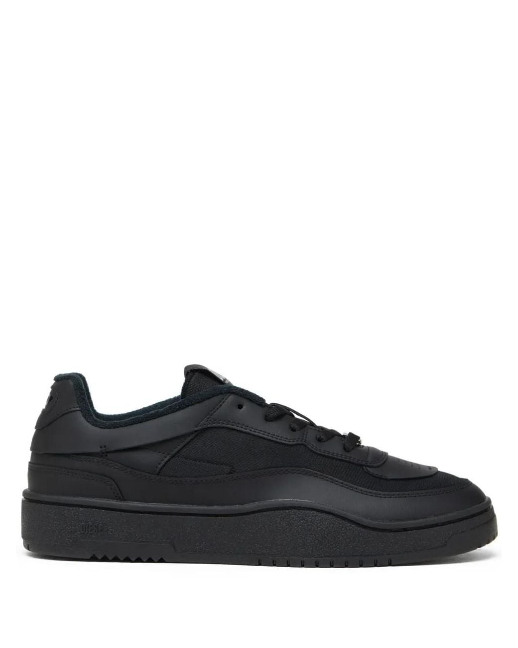 DIESEL Black S-Oval Skate-Fabric-Panelled Leather Sneakers for men