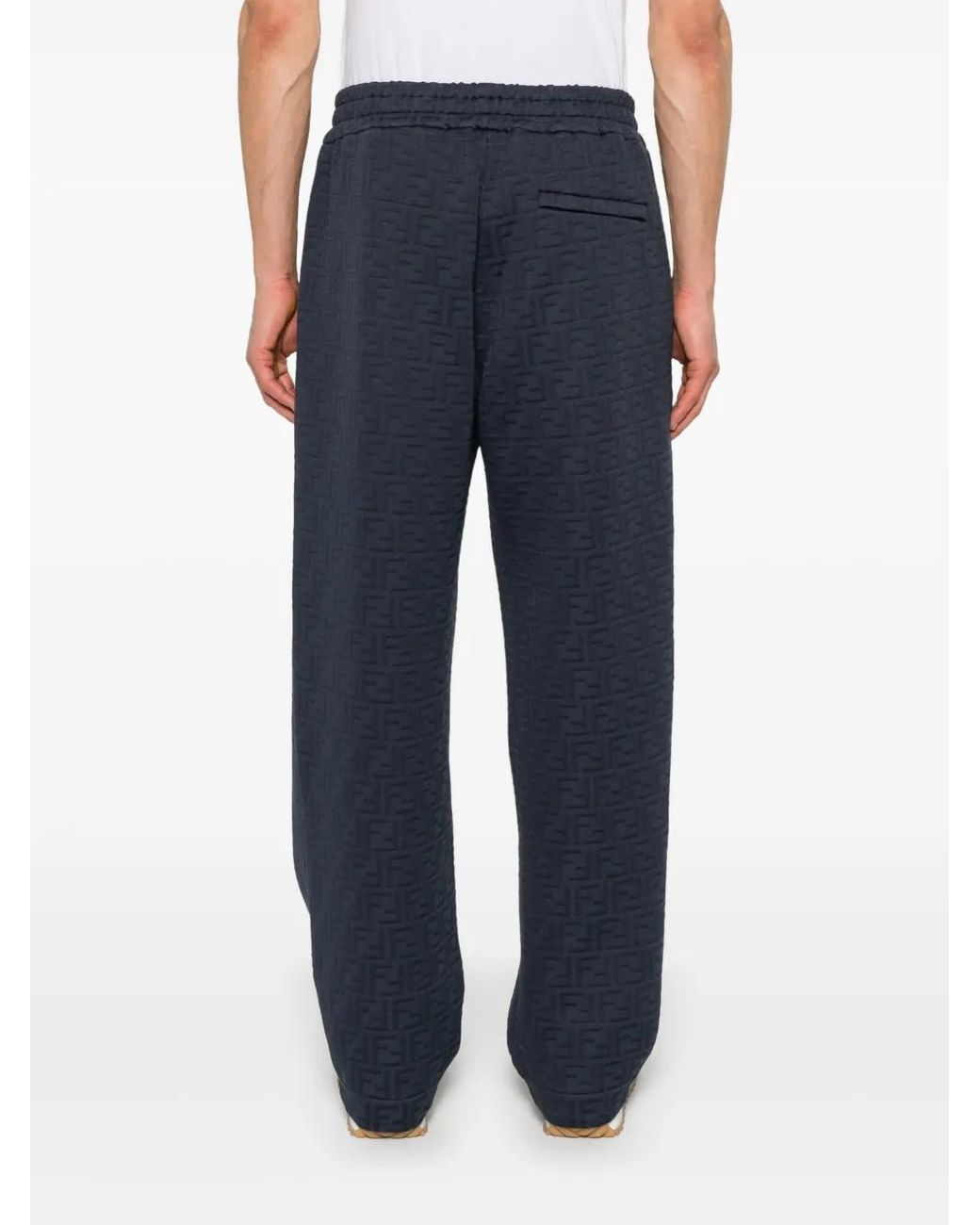 Fendi Blue Ff-Embossed Sweatpants for men