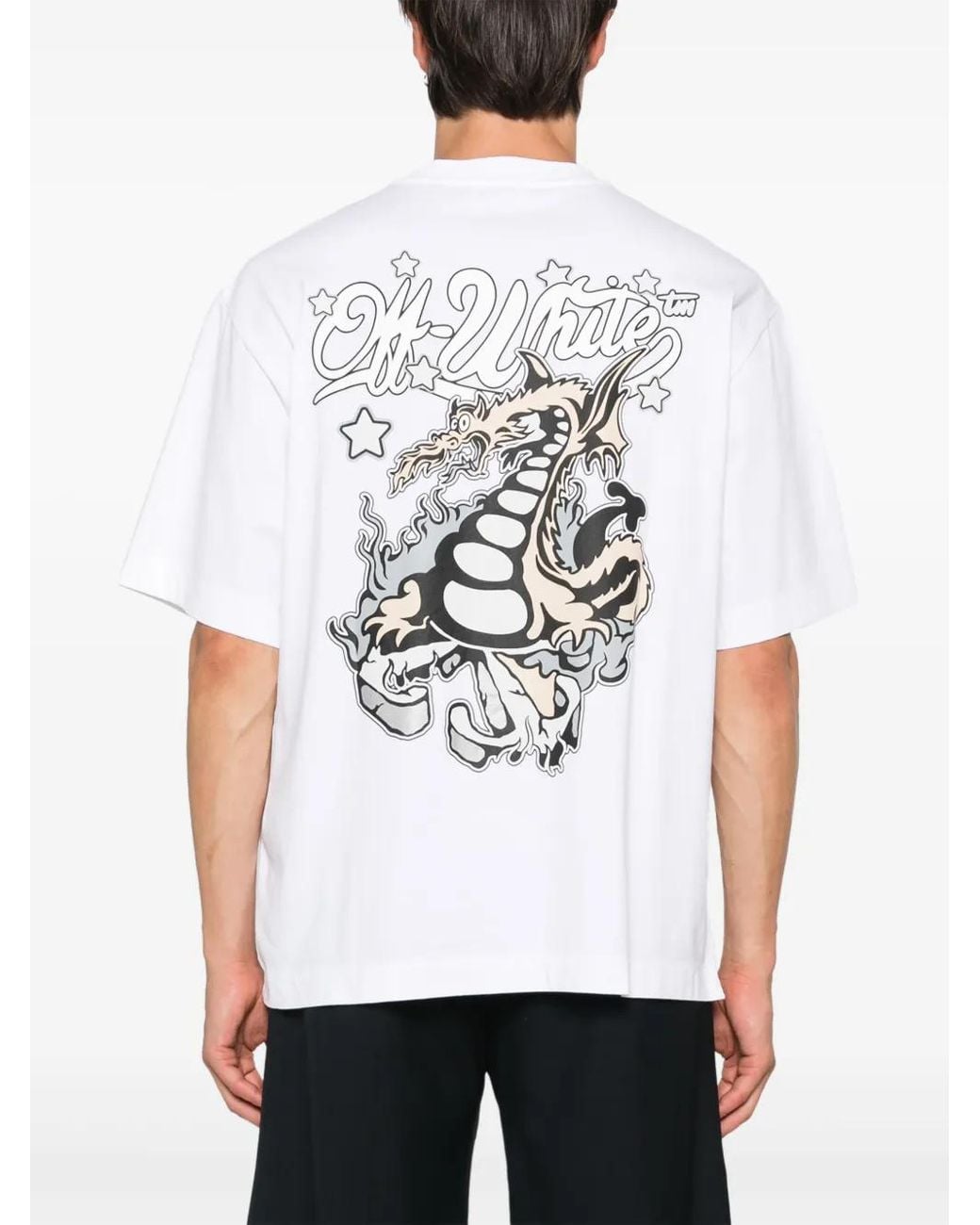 Off-White c/o Virgil Abloh Dragon Print Jersey T-Shirt in White