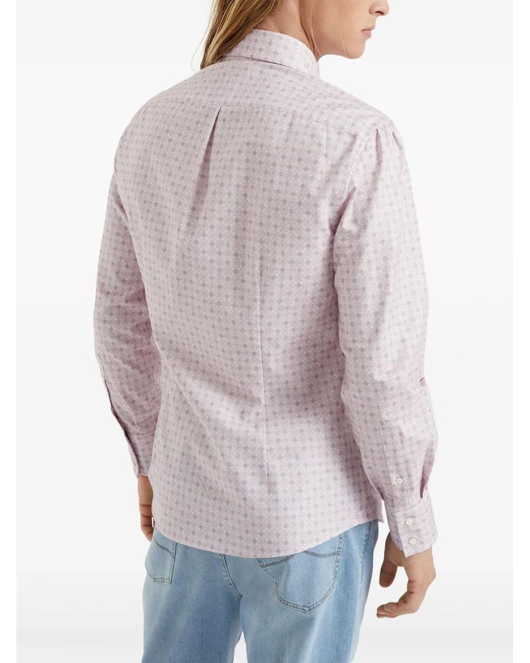 Brunello Cucinelli Pink Long-Sleeve Cotton Shirt for men