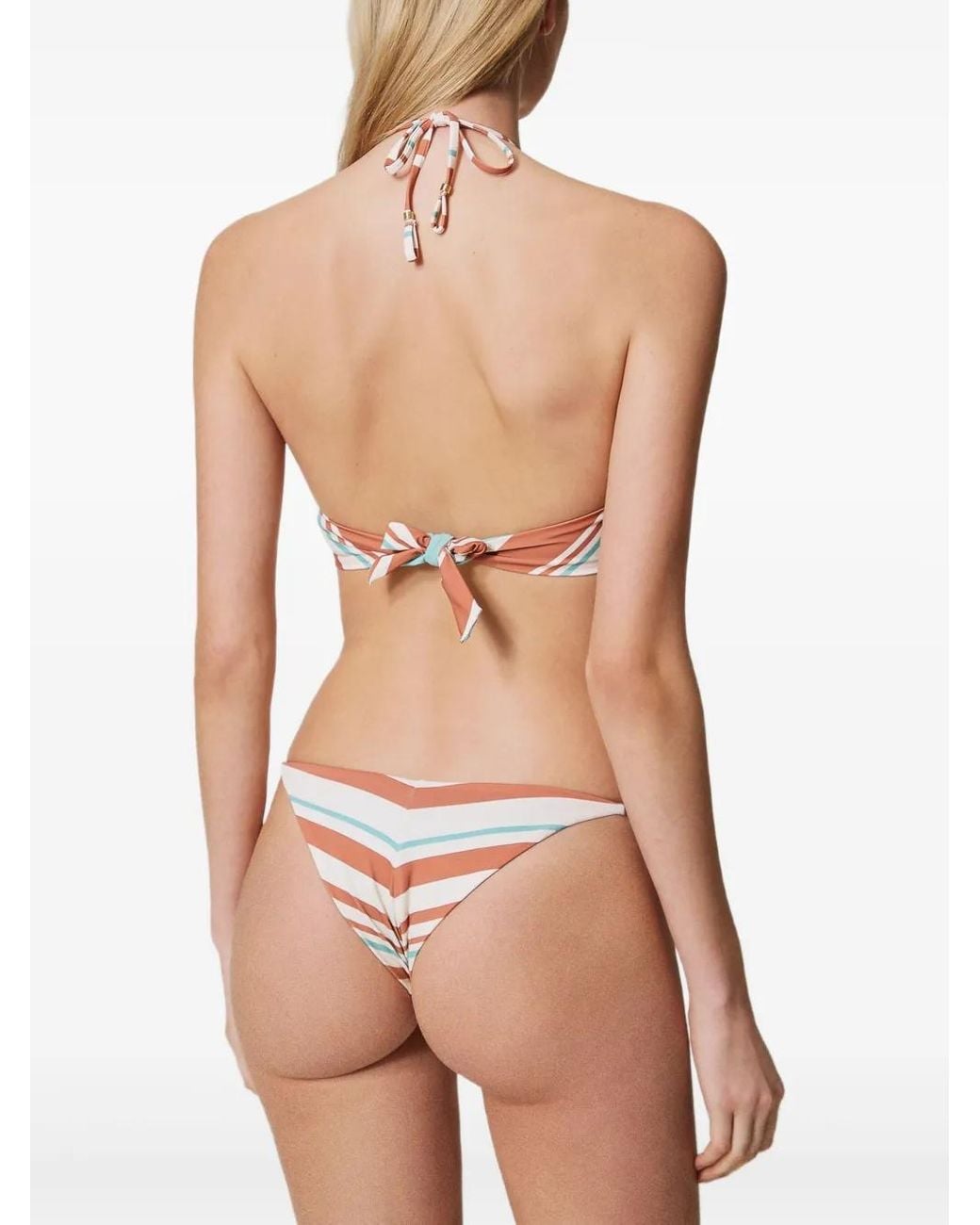 Twinset White Striped Bikini Bottom