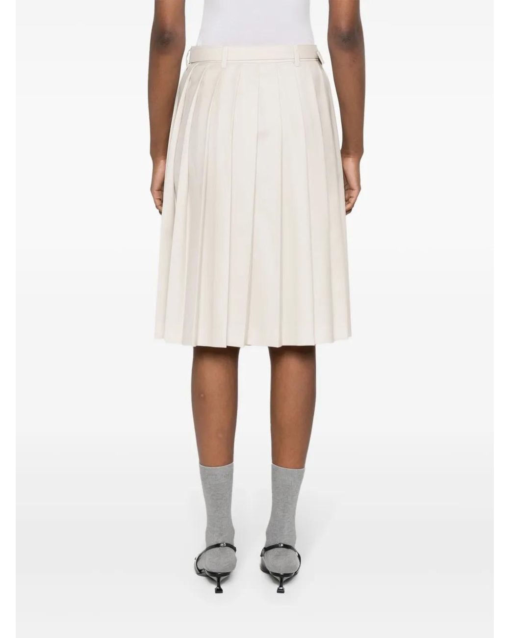 Miu Miu White Pleated Midi Skirt