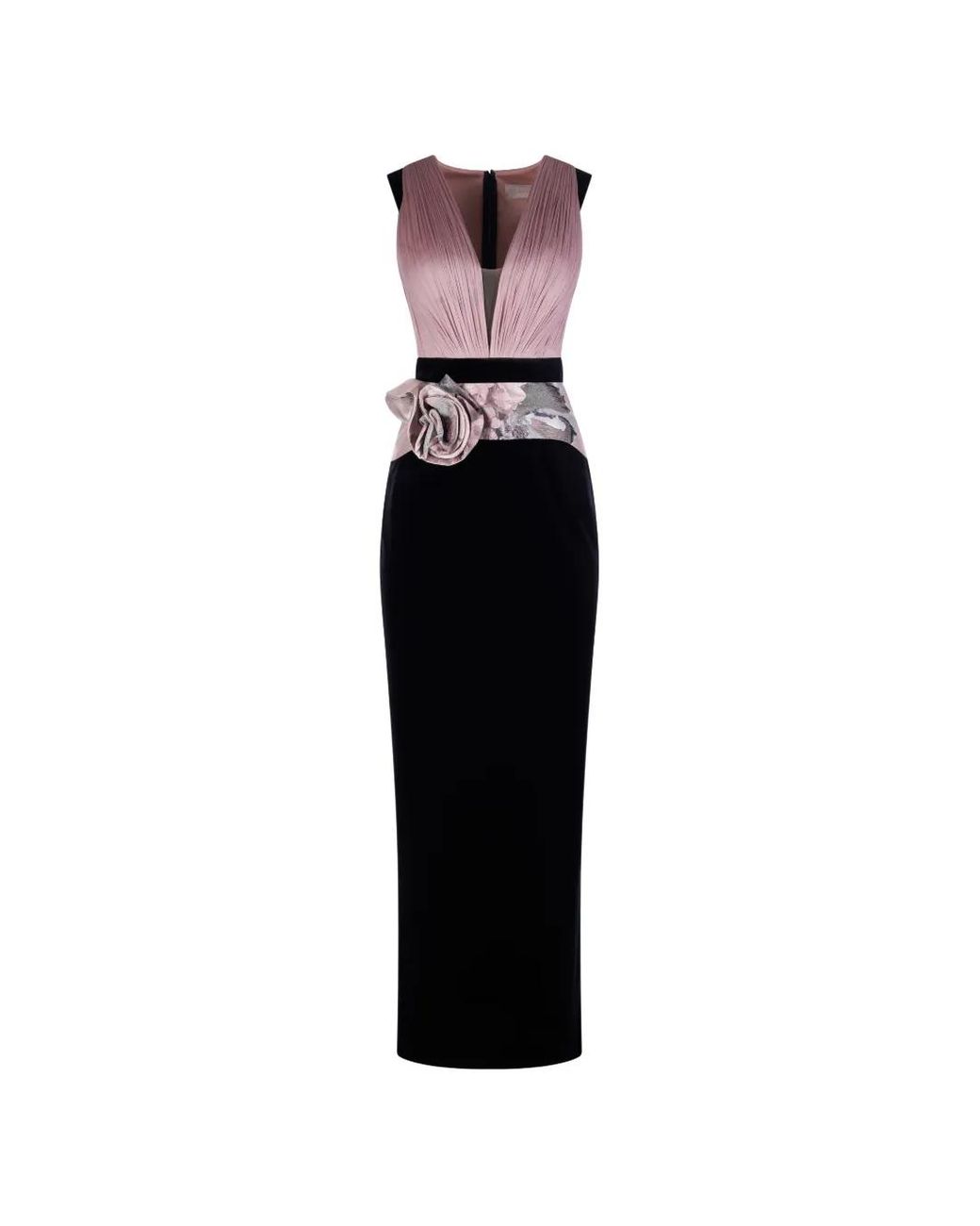 IMROSKA Blue Pandora V-Neck Maxi Dress