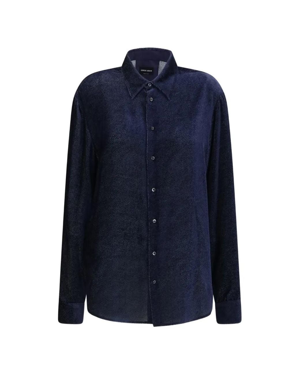 Giorgio Armani Blue Devoré Velvet-Twill Shirt for men