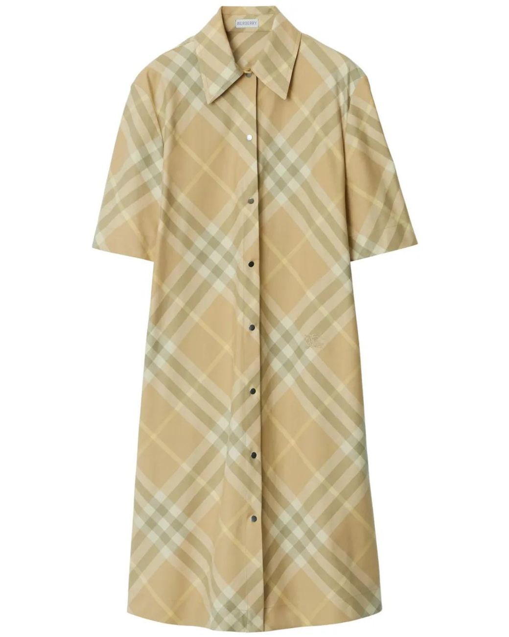 Burberry Natural Embroidered Cotton Shirt Dress