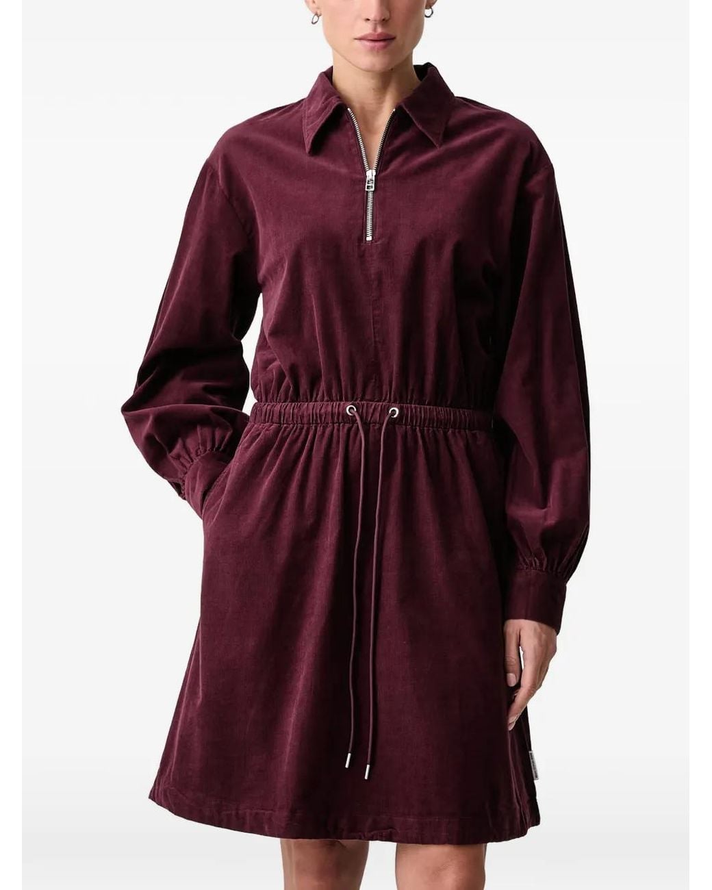 Marc O' Polo Red Drawstring-Waist Mini Dress