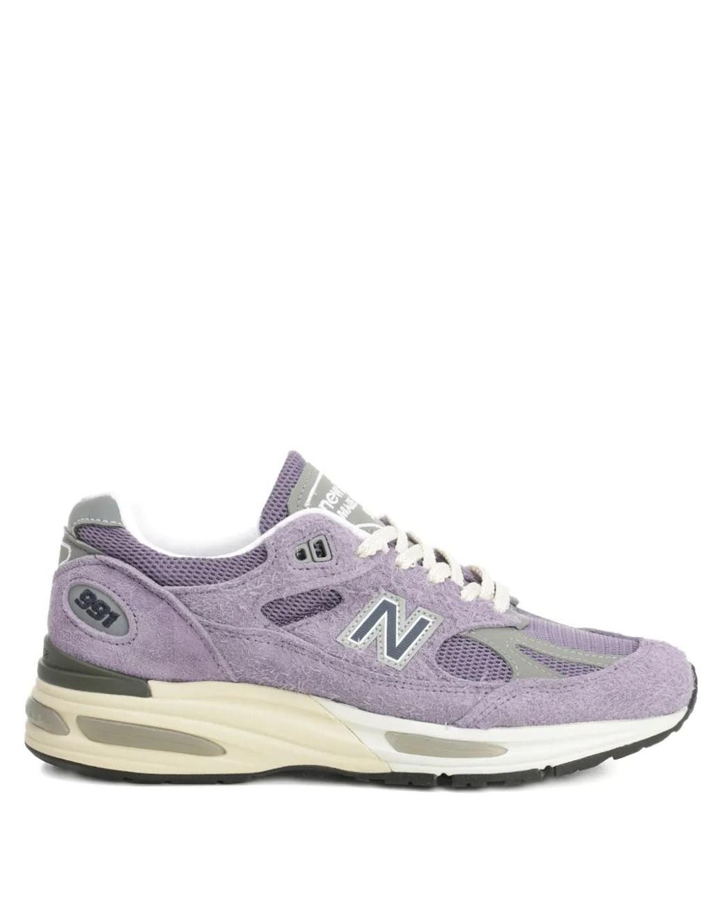 New Balance White 991 Suede-Panel Sneakers