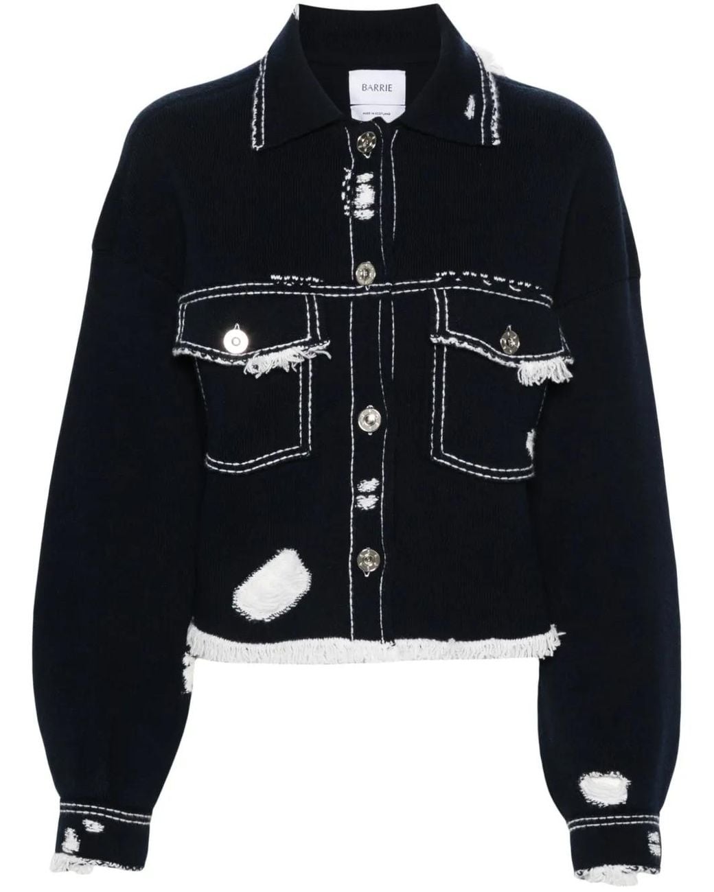 Barrie Black Fringed Denim Jacket