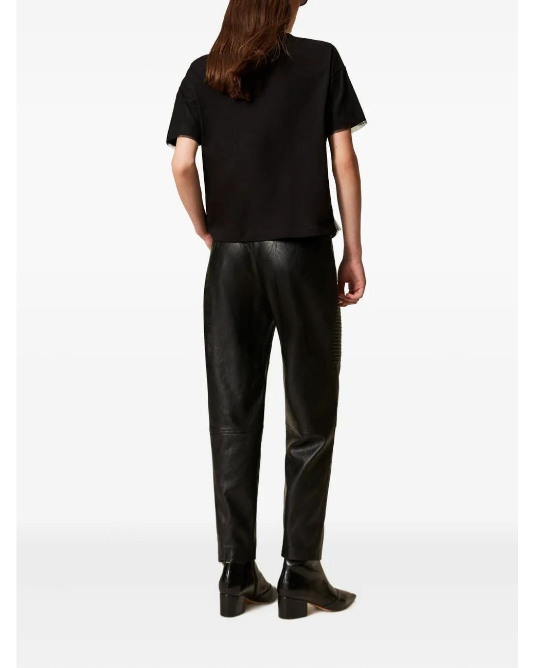Twinset Gray Padded Stitching Trousers
