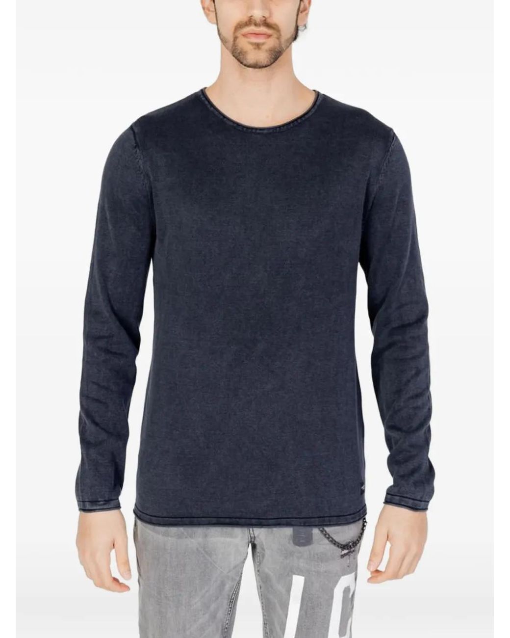 R.D.D. by Jack & Jones Blue Long-Sleeve Knitted T-Shirt for men