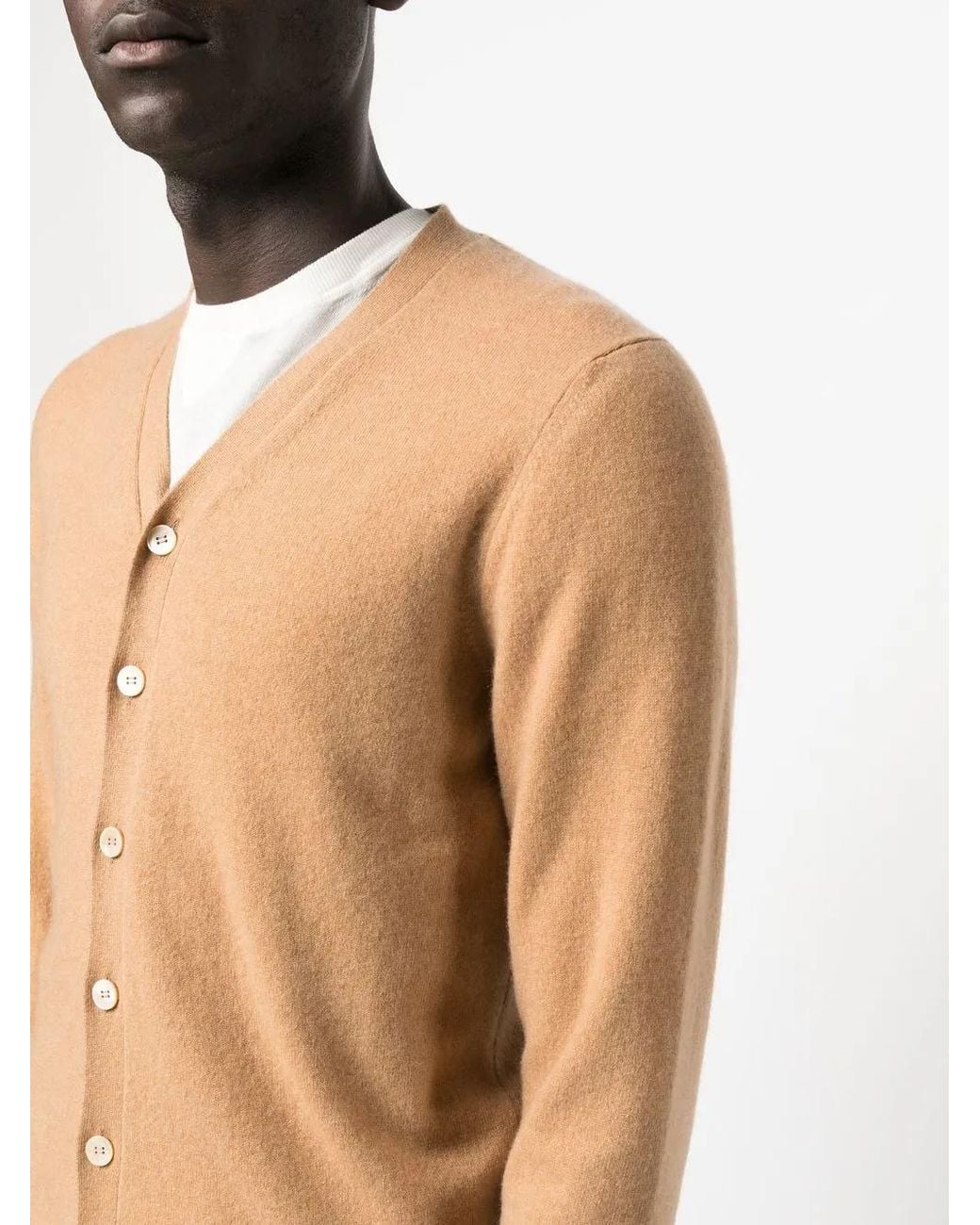 Malo Natural V-Neck Cashmere Cardigan for men