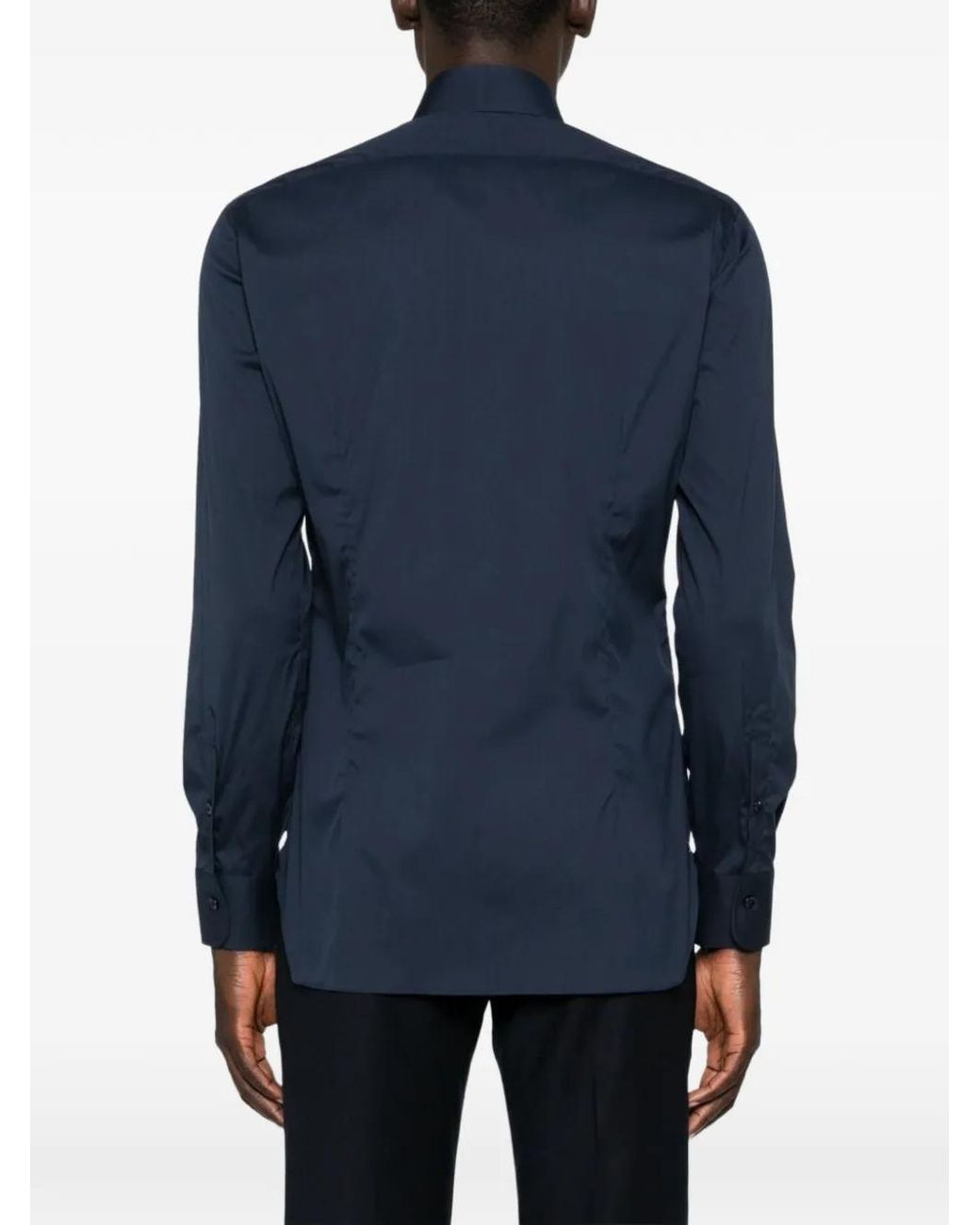Barba Napoli Blue Spread-Collar Shirt for men