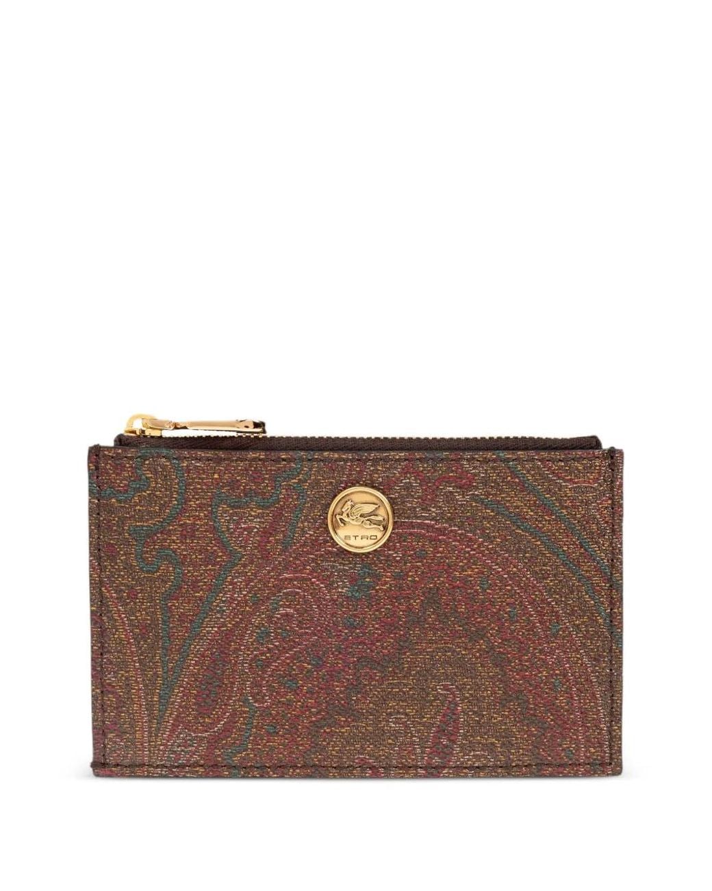 Etro Brown Kartenetui Mit Arnika-Motiv