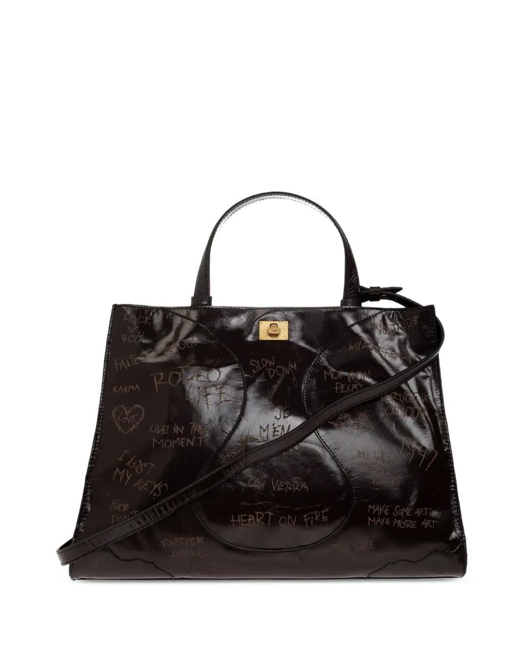Zadig & Voltaire Black Slogan-Print Leather Tote Bag