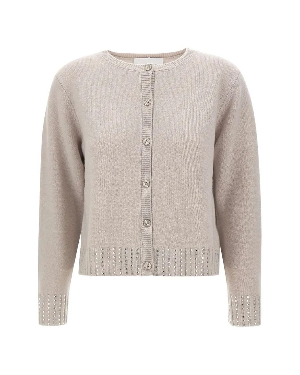 Kaos White Rhinestone-Embellished Wool Cardigan