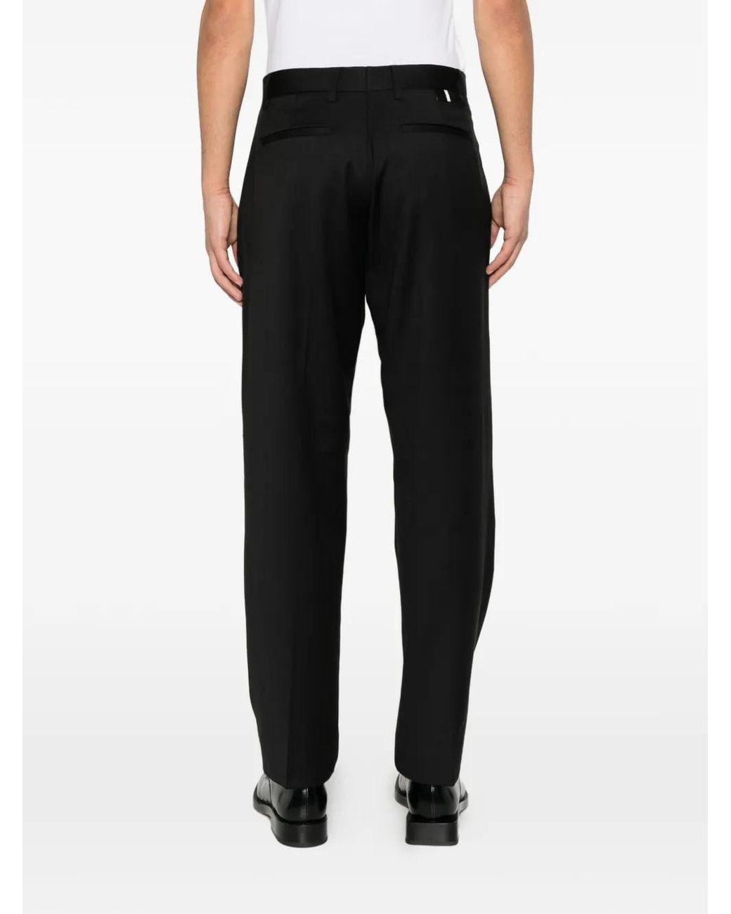 Low Brand Black Pleated Straight-Leg Trousers for men