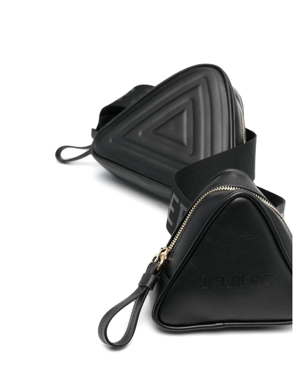Iceberg Black Leather Triangle Belt Bag