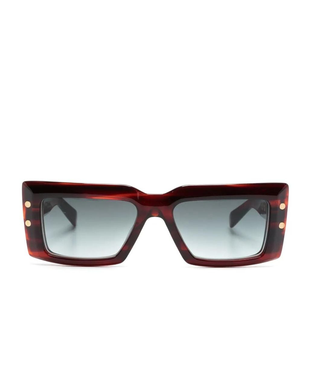 Balmain Brown Imperial Rectangle-Frame Sunglasses