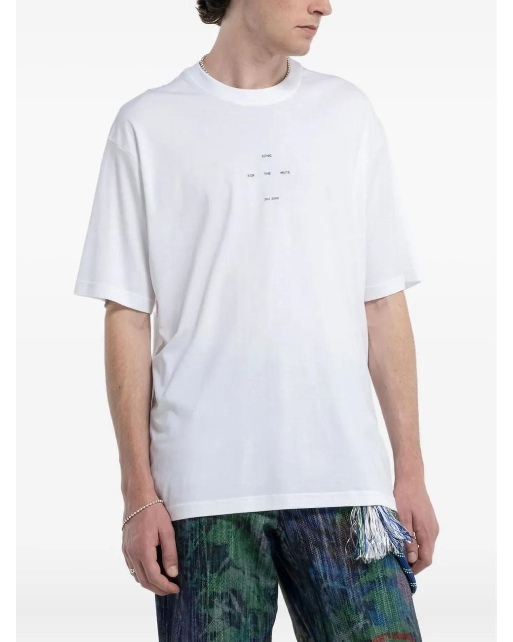Song For The Mute White Logo-Print T-Shirt for men