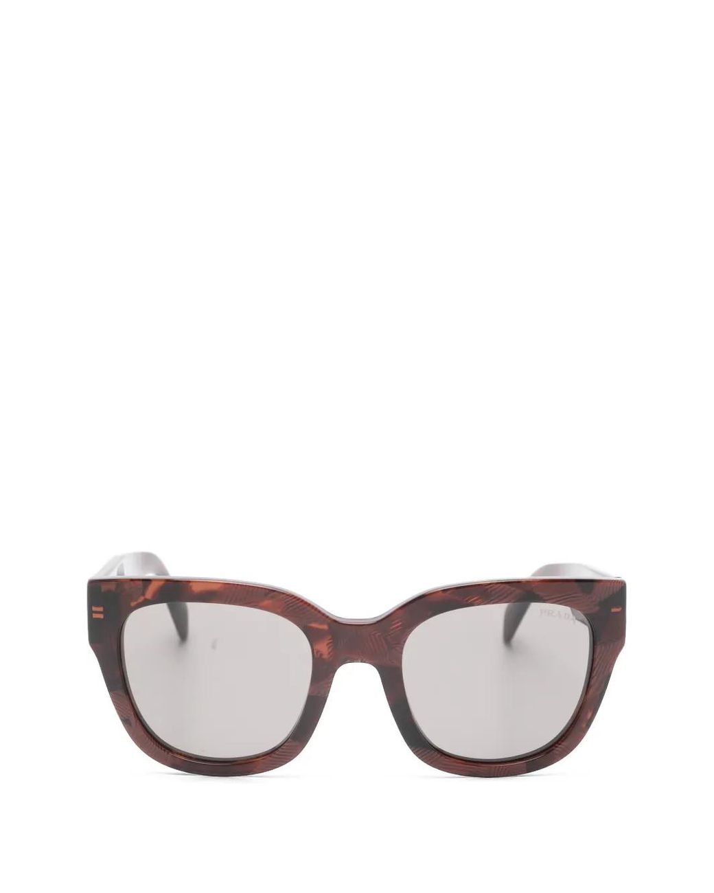 Prada Gray Tortoiseshell-Effect Square-Frame Sunglasses