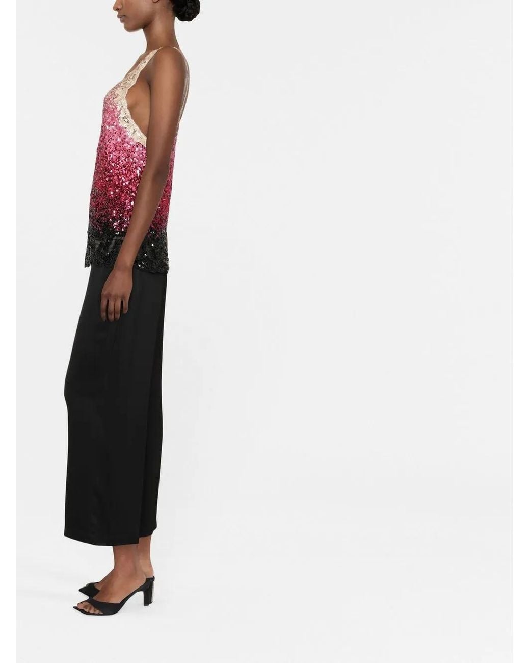 Ermanno Scervino Red Sequin Embellished Tank Top