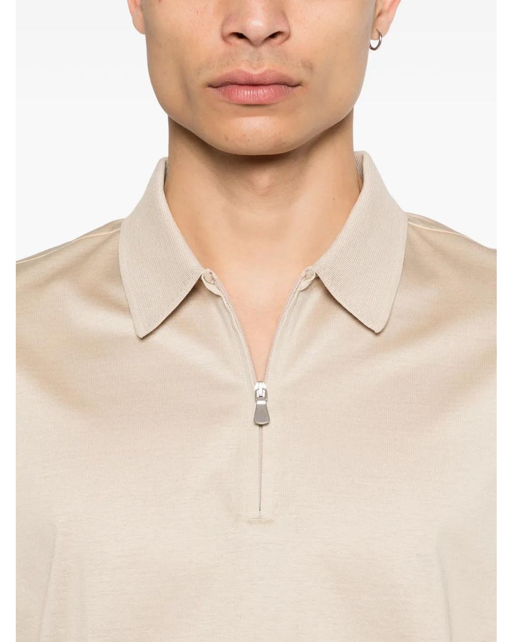 Gran Sasso Natural Zip Polo Shirt for men