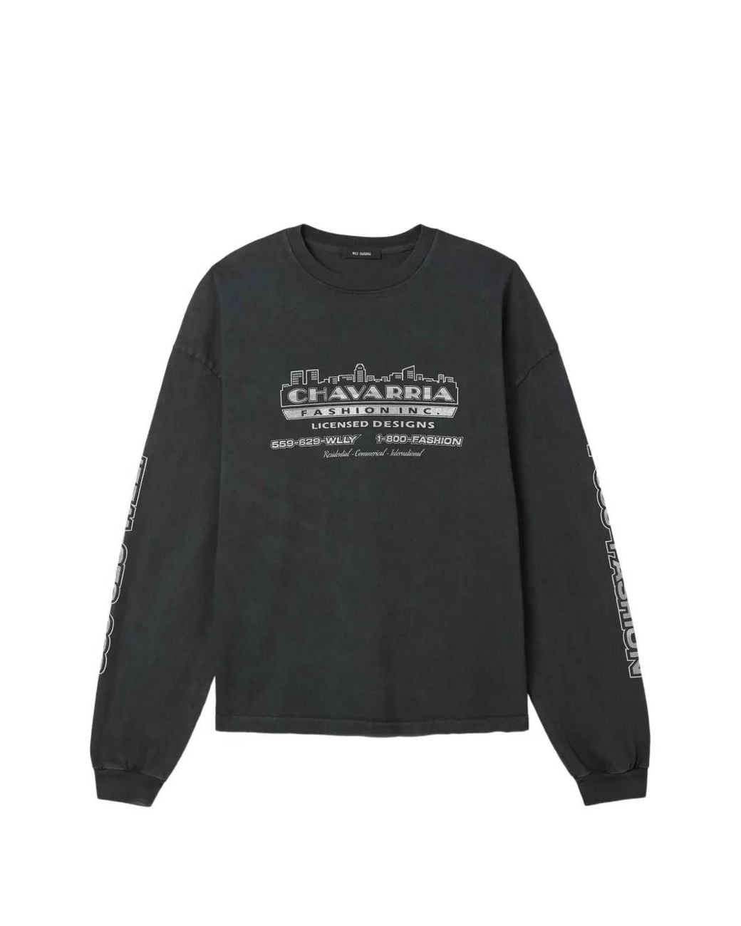 Willy Chavarria Black Buffalo Tee Graphic-Print Long-Sleeve T-Shirt for men