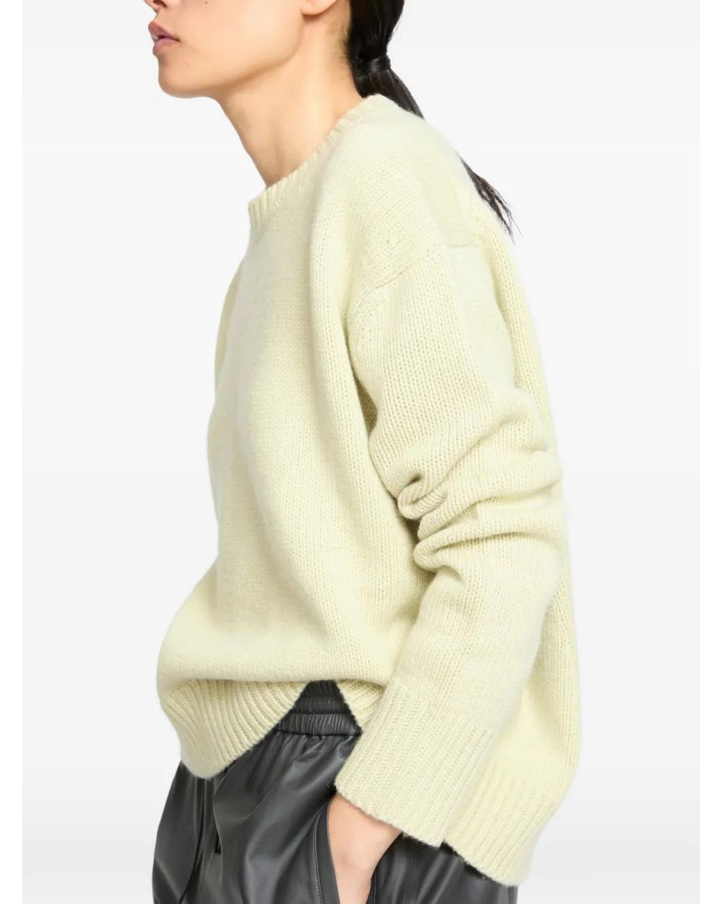Yves Salomon White Crew-Neck Cashmere Sweater