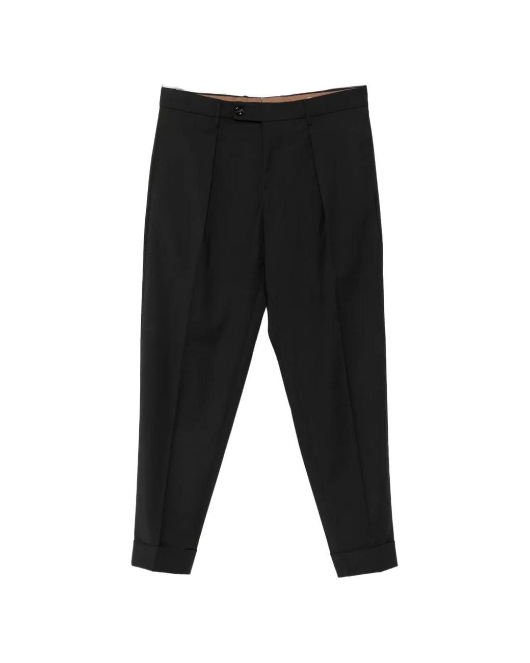 Berwich Black Pleated Trousers for men