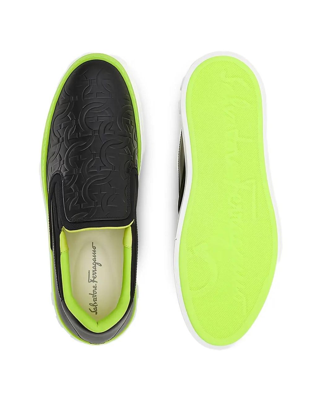 Ferragamo Green Ferragamo Embossed-Logo Slip-On for men