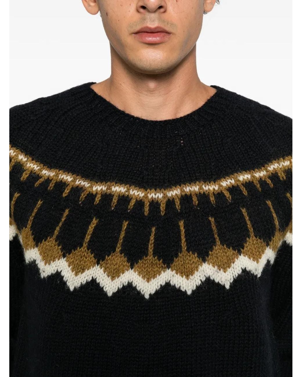YMC Black Fair Isle-Pattern Wool Sweater