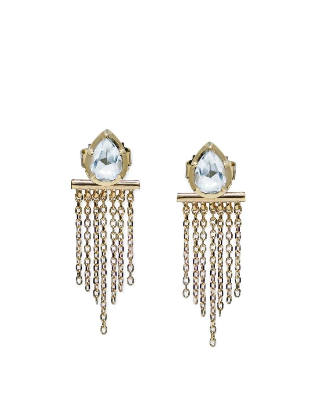 Anzie White Mélia Pear Fringe Earrings