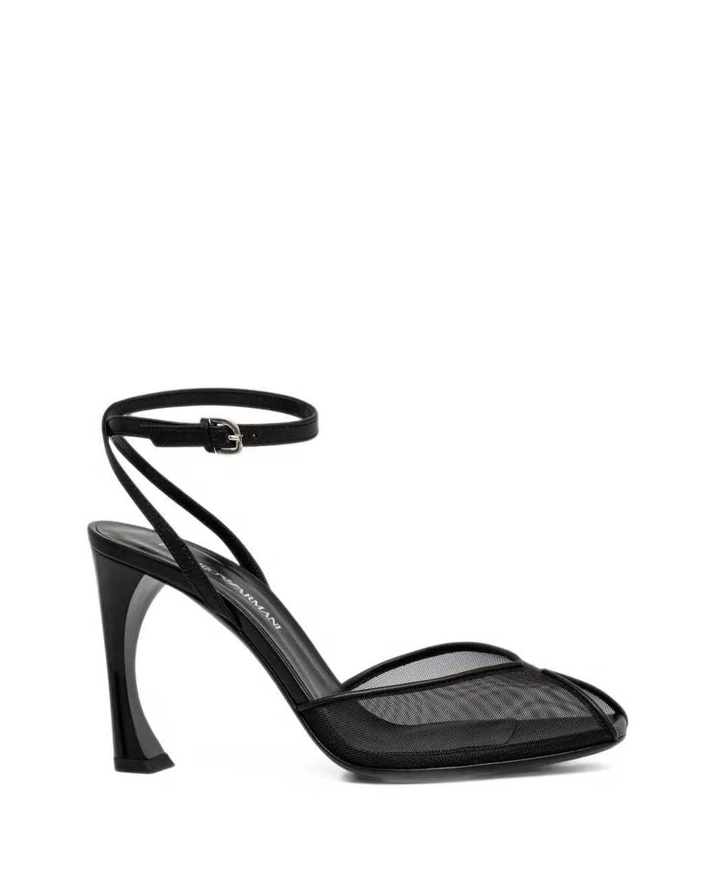 Emporio Armani Black Open-Toe Mesh Heeled Sandals