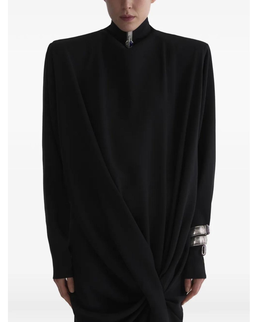 Mugler Cascade Boxy Jurk in het Black