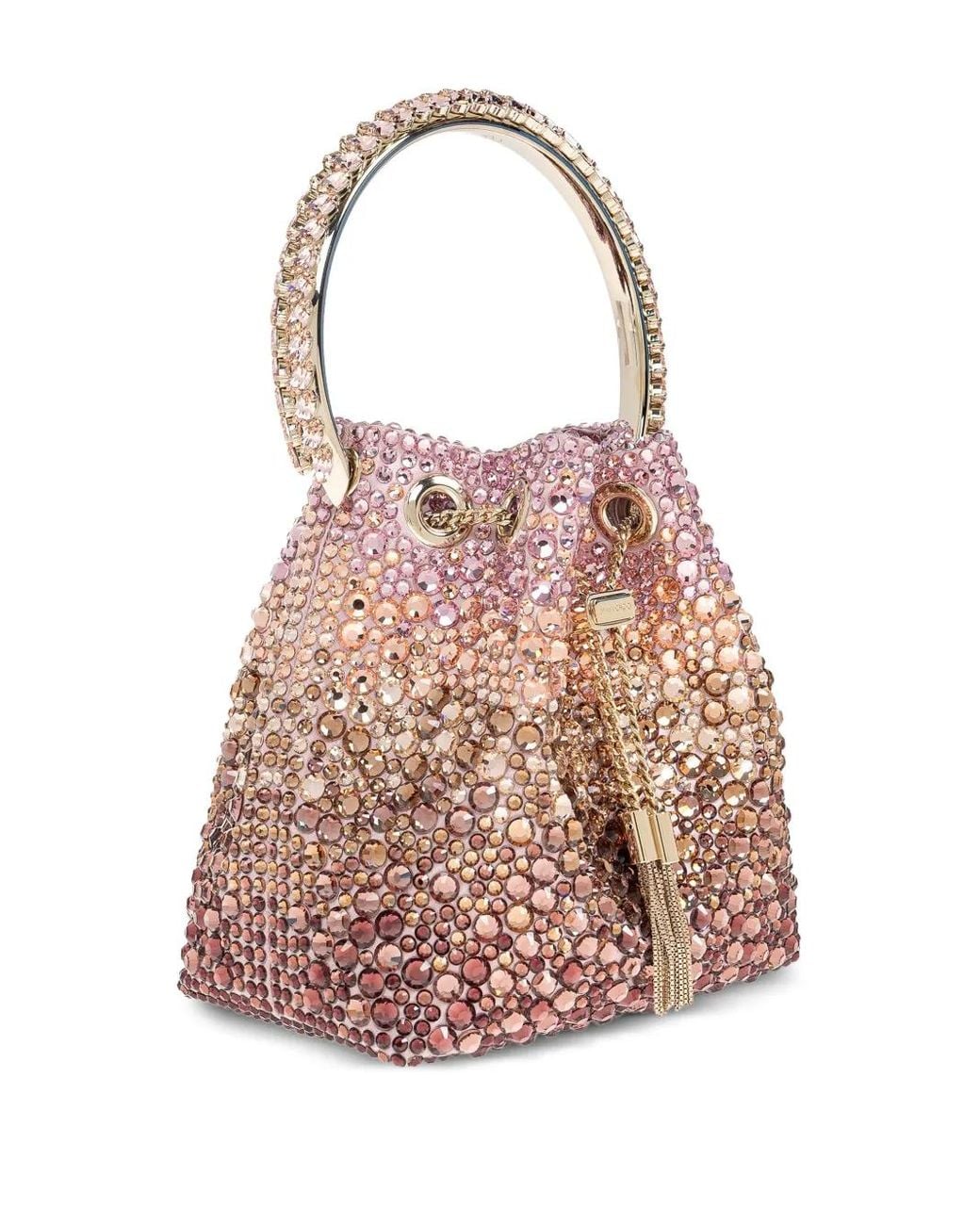 Jimmy Choo Pink Bon Bon Crystal Bucket Bag