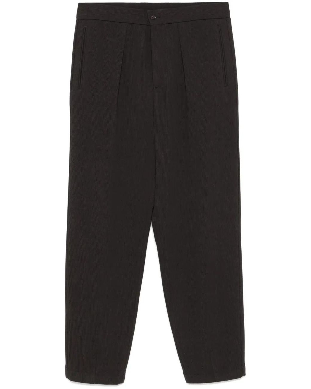 Giorgio Armani Black Ribbed Trousers for men