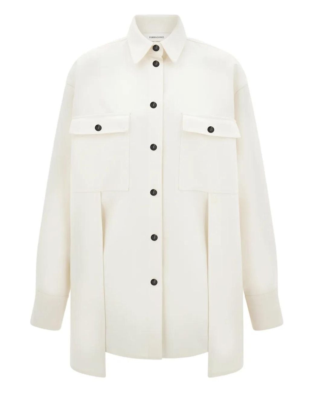 Ferragamo White Chest-Pocket Button-Fastening Shirt