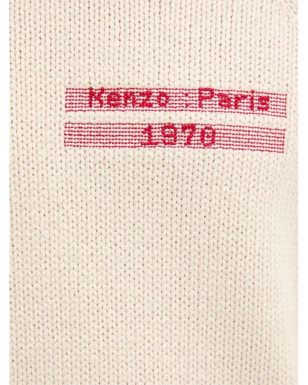 KENZO White Logo-Embroidered Sweater for men